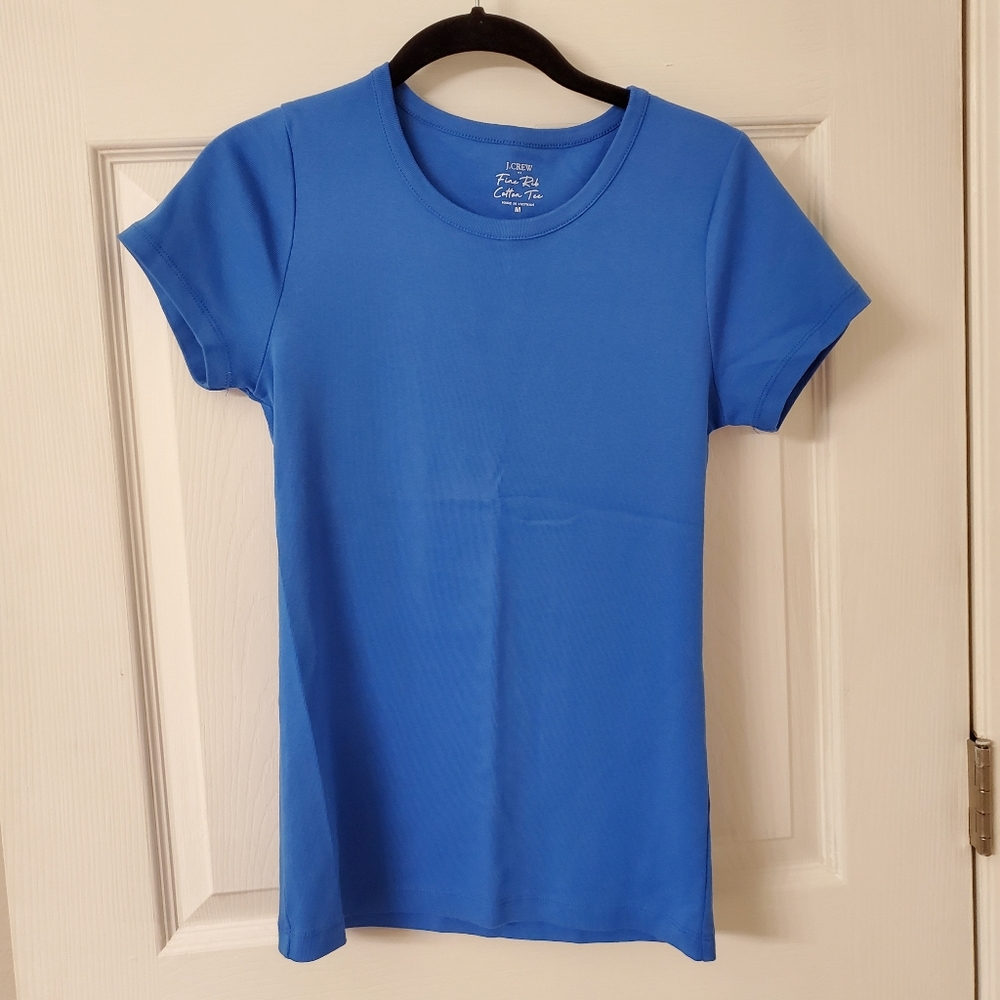J. Crew Cerulean Fine Rib Cotton Tee In Medium